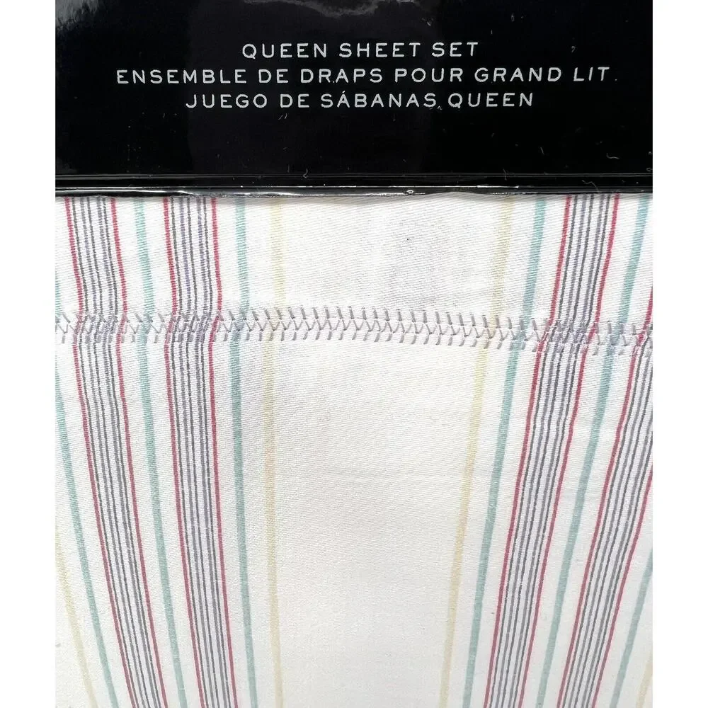 Ralph Lauren Claudia Stripe Queen Sheet Set Cream Multi NIP 4 pcs NWT